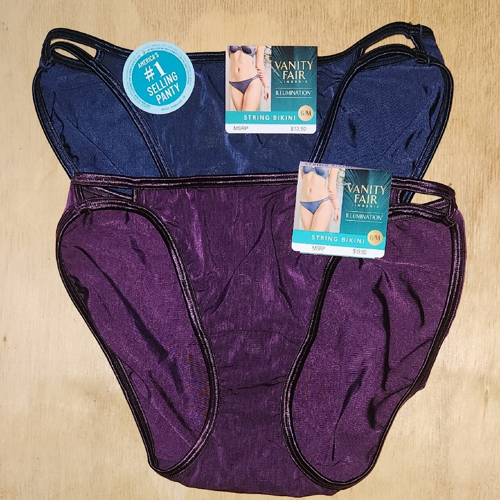 Vanity Fair Illumination String Bikini Panties Set Of 2 Size 6 / M